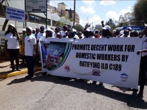 Domestic workers in a past protest pushing for convention ratification