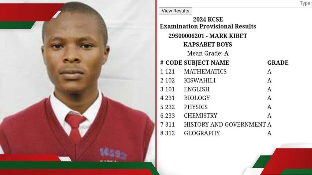 Mark Kibet: Kapsabet Boys student scores A in all subjects