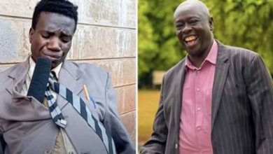 A collage of the comedian left and the deputy president Rigathi Gachagua right