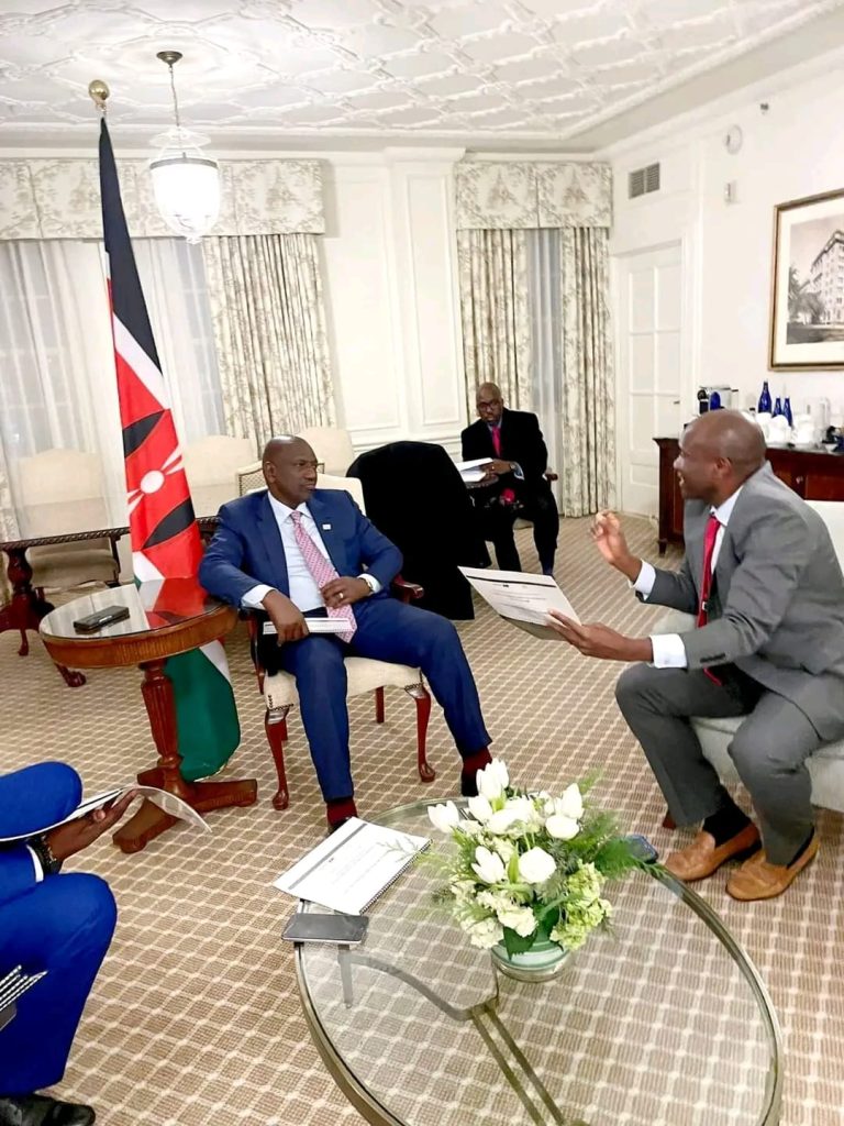 Businessman Mwale during a meeting with President William Ruto at the US-Africa Summit, Washington Convention Centre, Washington D.C.