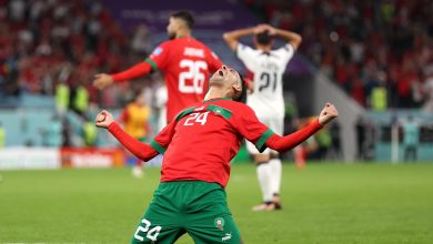 Badr Benoun Morocco celebrate vs Portugal 121022