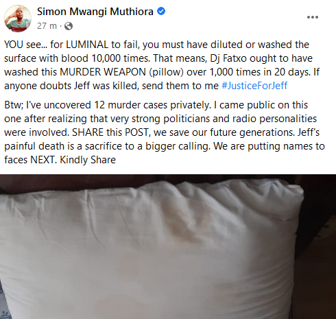 Blogger Simon Muthiora unearths 'Murder Weapon' used to kill Jeff Mwathi