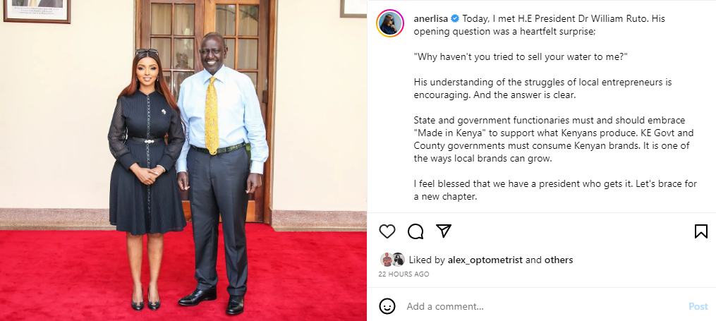 Anerlisa Muigai excited after meeting President Ruto, reveals their conversation