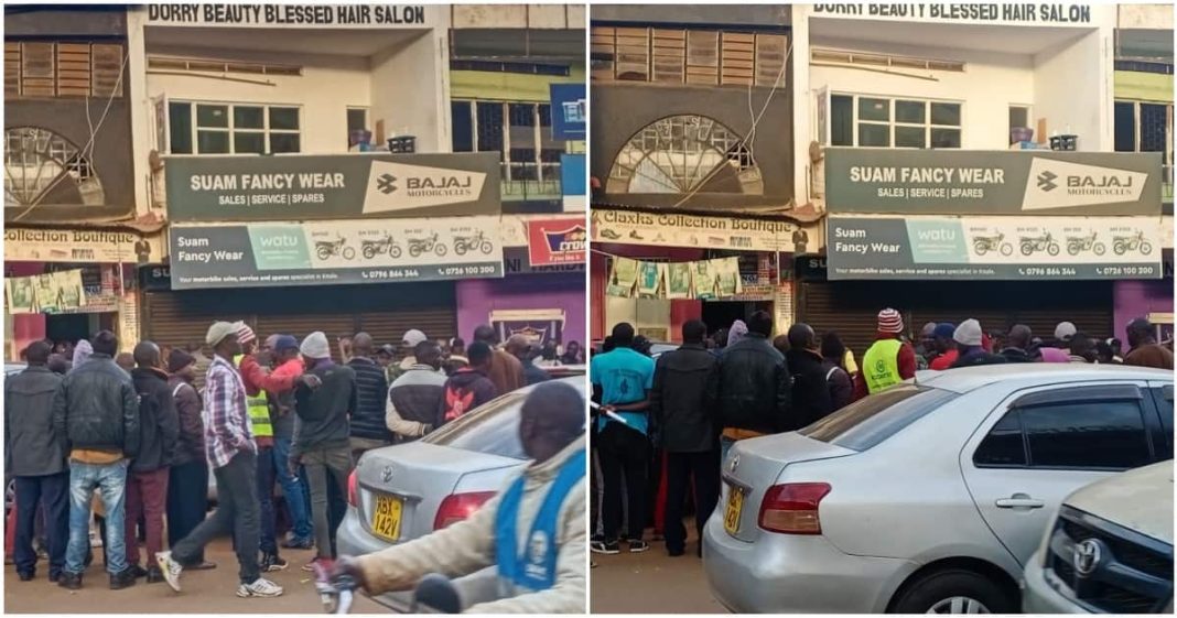 Residents gathered outside shop after a shooting incident. File/Photo