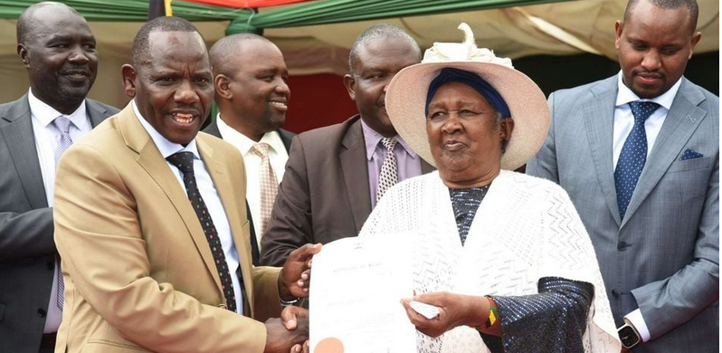 President Ruto's mother receives title deed from Uasin Gishu County govt