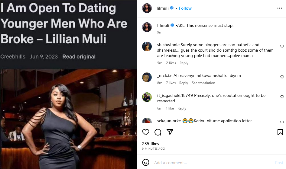 Citizen TV's Lilian Muli clears the air on dating young broke men