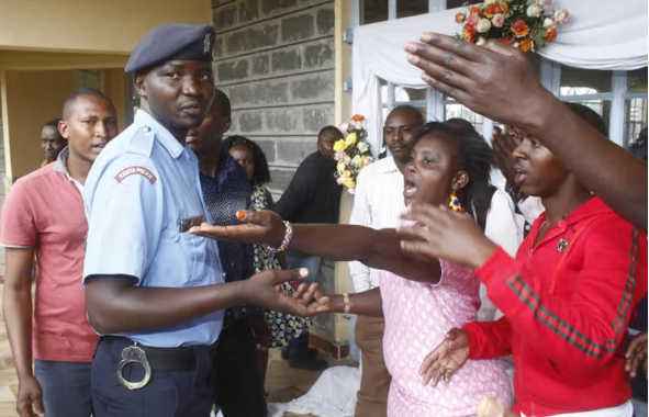 Police on duty at a past wedding that was marred by chaos