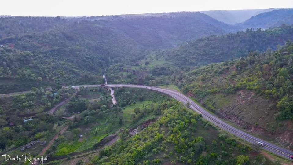 Aerial view of the infamous Nithi Bridge and its environs in Tharaka Nithi County.