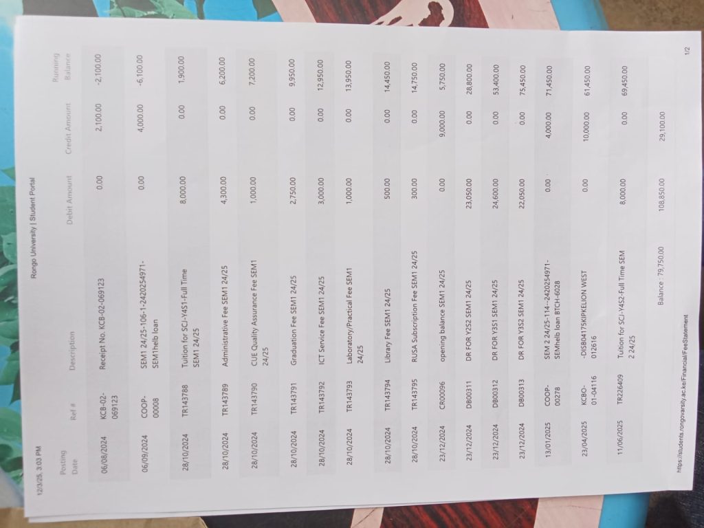 Chelang’at Mercy fee statemet